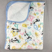 Vintage 1993 Baby Looney Tunes Sylvester Tweety A B C Quilt Blanket Warner Bros