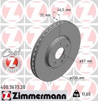 2X Zimmermann Bremsscheibe Coat Z 400.3673.20 FüR Chrysler Crossfire C208 W210