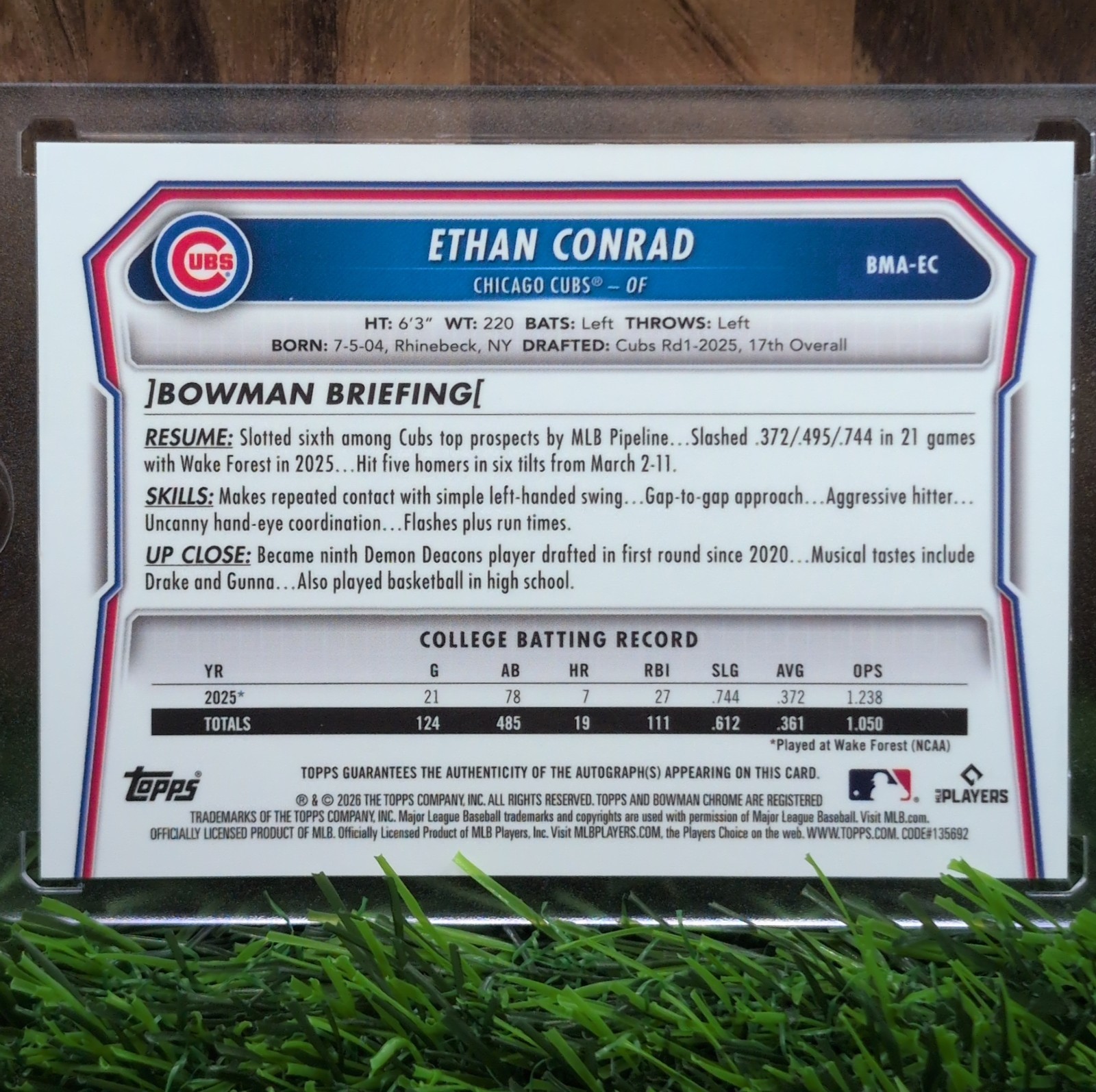 2026 Bowman Chrome MOJO Autographs Ethan Conrad Auto RC Cubs BMA-EC view 2