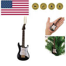 Wooden String Miniature Electric Guitar Hanging Ornament Mini Musical Instrum...