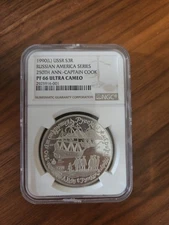USSR Silver Coin 1990 "250TH ANNIVERSARY CAPTAIN COOK" NGC PF66 Ultra Cameo 