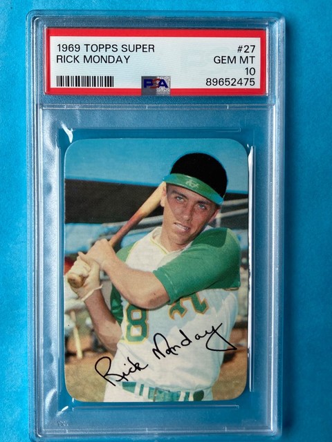1969 topps super baseball #27 Rick Monday Oakland A's GEM MINT PSA 10
