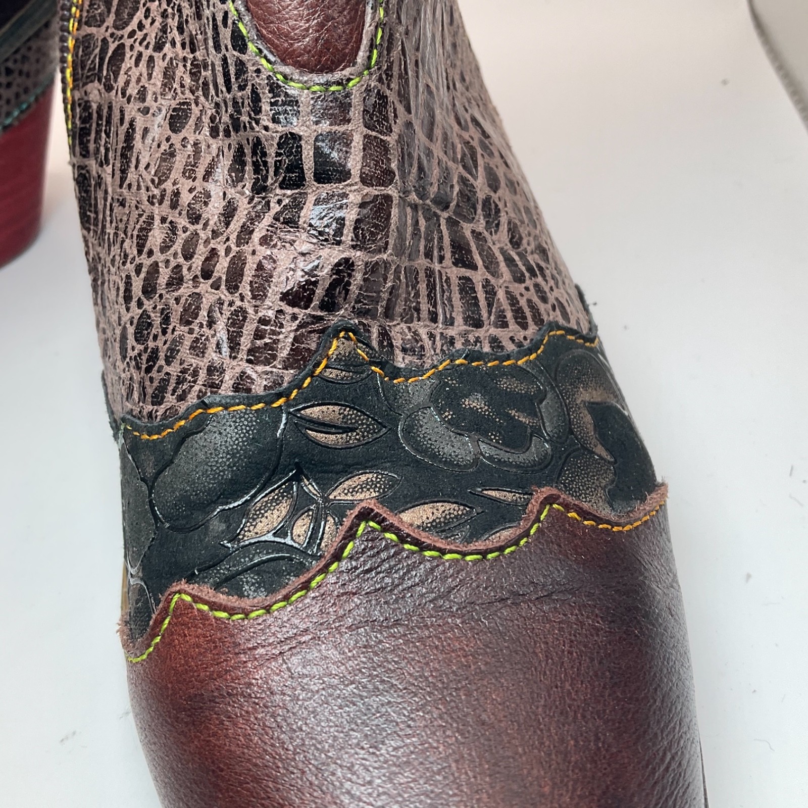 L'Artiste Spring Step Patchwork Snake Print Leath… - image 18