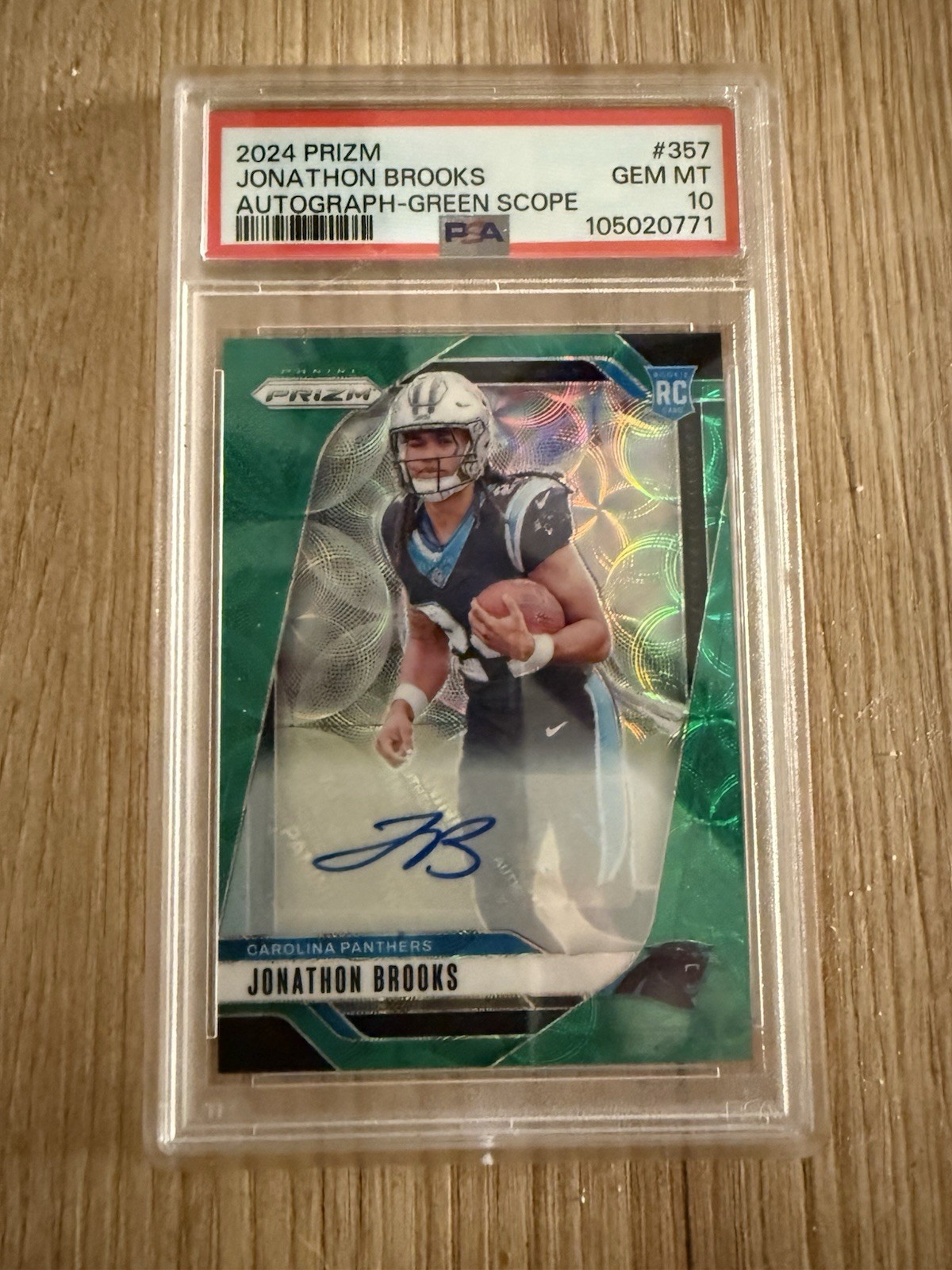 2024 Panini Prizm Jonathon Brooks #357 Green Scope  Autograph Prizm /75 PSA 10💎