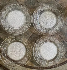 Princess House FANTASIA 10" Dinner Plates Frosted Bottom  #511 - SET OF 4 READ!