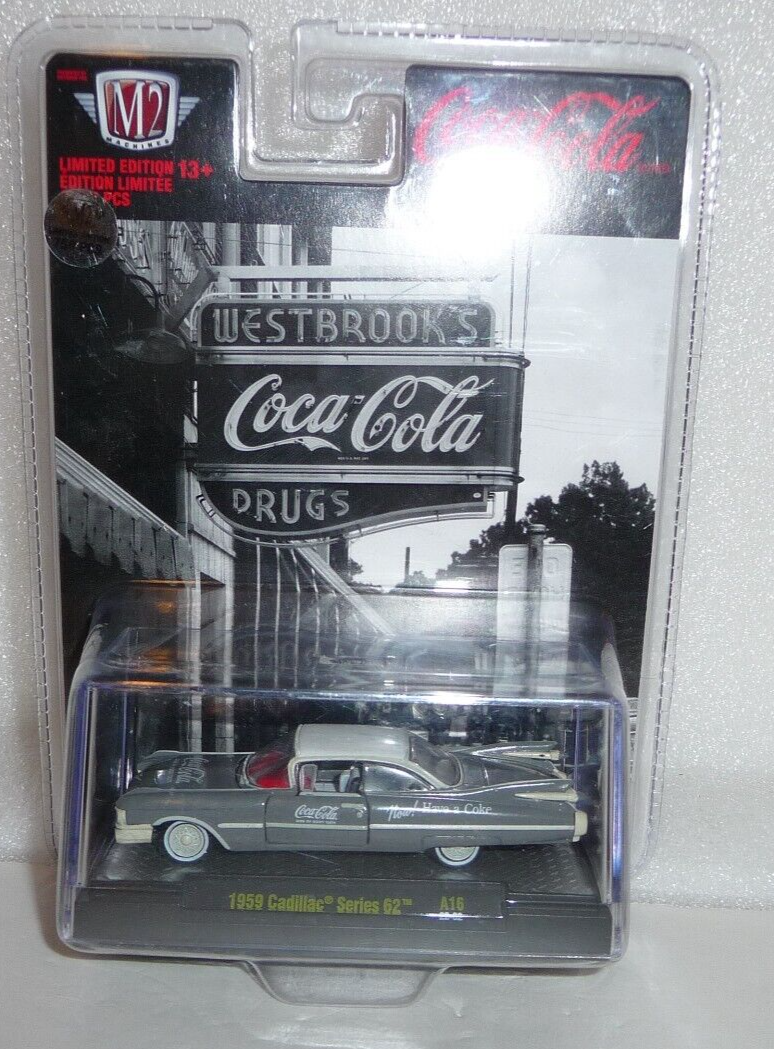 M2 Machines Gray/White Chase Coca~Cola 1959 Cadillac Series 62 1:64 Diecast