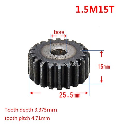 45# Ingranaggio a Spurone Acciaio 1.5M12T-60T Metal Mod 1.5 Pignone Ingranaggio 12-60 Denti Moter Gear - Foto 16 di 61