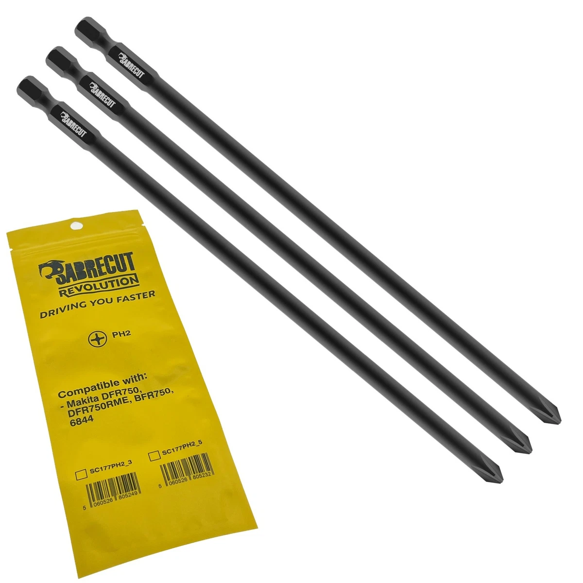 3 x Genuine SabreCut PH2 Autofeed Screwdriver Bits for Makita DFR750 BFR750 6844