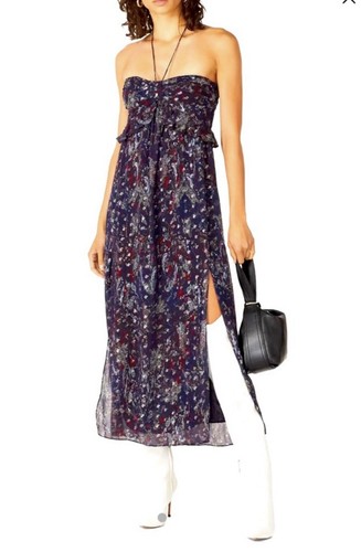 $540 IRO Women's Black Iro Somov Halter Midi Dress Size FR36 US6