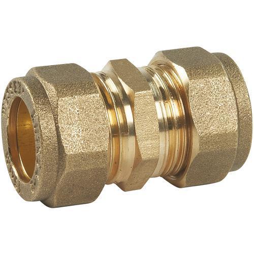 15mm Compression Straight Coupling Brass- Pipe Fitting Plumbing - Picture 1 of 1