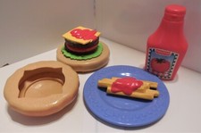 FISHER PRICE 1998 PRETEND GROCERY KITCHEN FUN FOOD PoP uP BuRgeR FRIES MEAL LOT