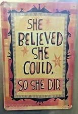8x12 Tin Sign believe Motivational inspirational quote wall door plaque poster