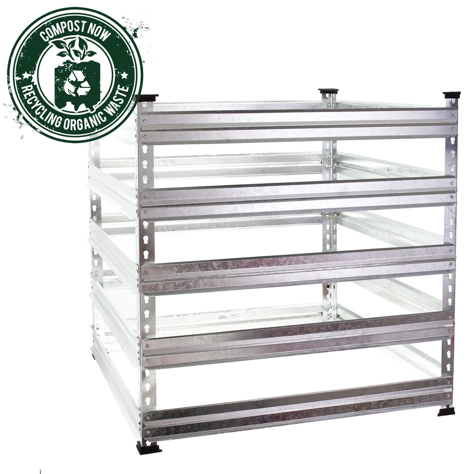 Composteur de jardin Métal 90x90x90cm Déchets organiques Recyclage Bac à compost