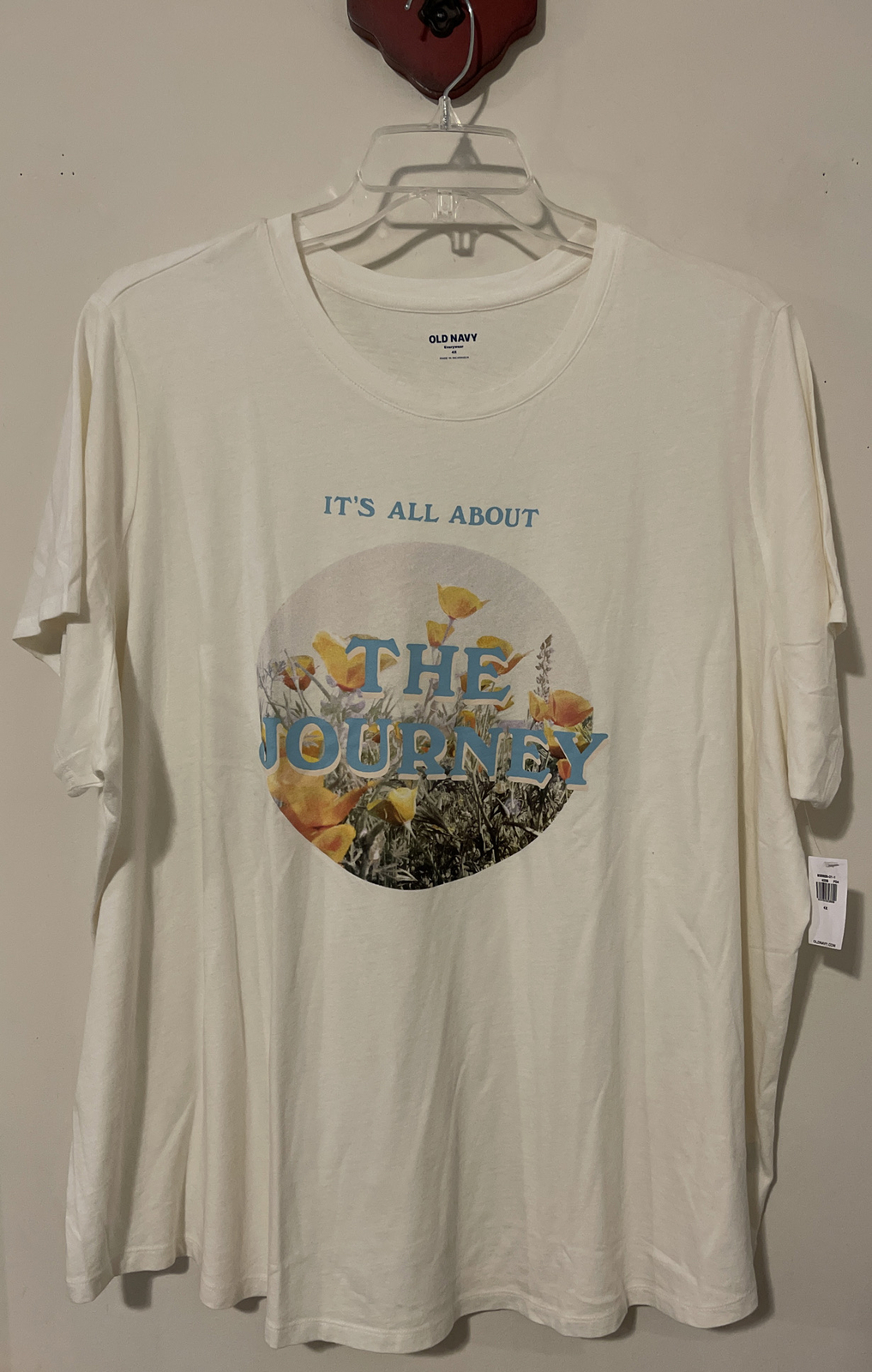Old Navy Womens 4x Ivory Everywear “The Journey” Cotton Tshirt NWT! A600