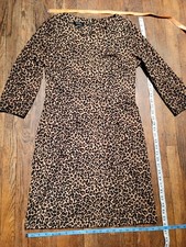Spense Cheetah Leopard sheeth Dress 3/4 Sleeve sz 10 Nordstrom