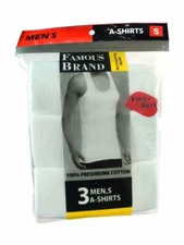 FAMOUS BRAND MEN  A SHIRT WHITE  BY-BOX 24 PACKAGES 72 PIECES 
