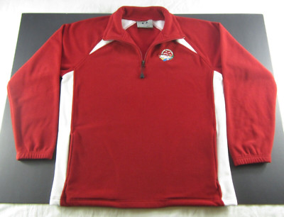 Air Canada Dreams Take Flight Mens L Fleece Pullover Zip Pockets Logo Red White