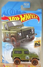 2021 Hot Wheels #32 Baja Blazers 4/10 LAND ROVER DEFENDER 90 Green w/Brown Wheel