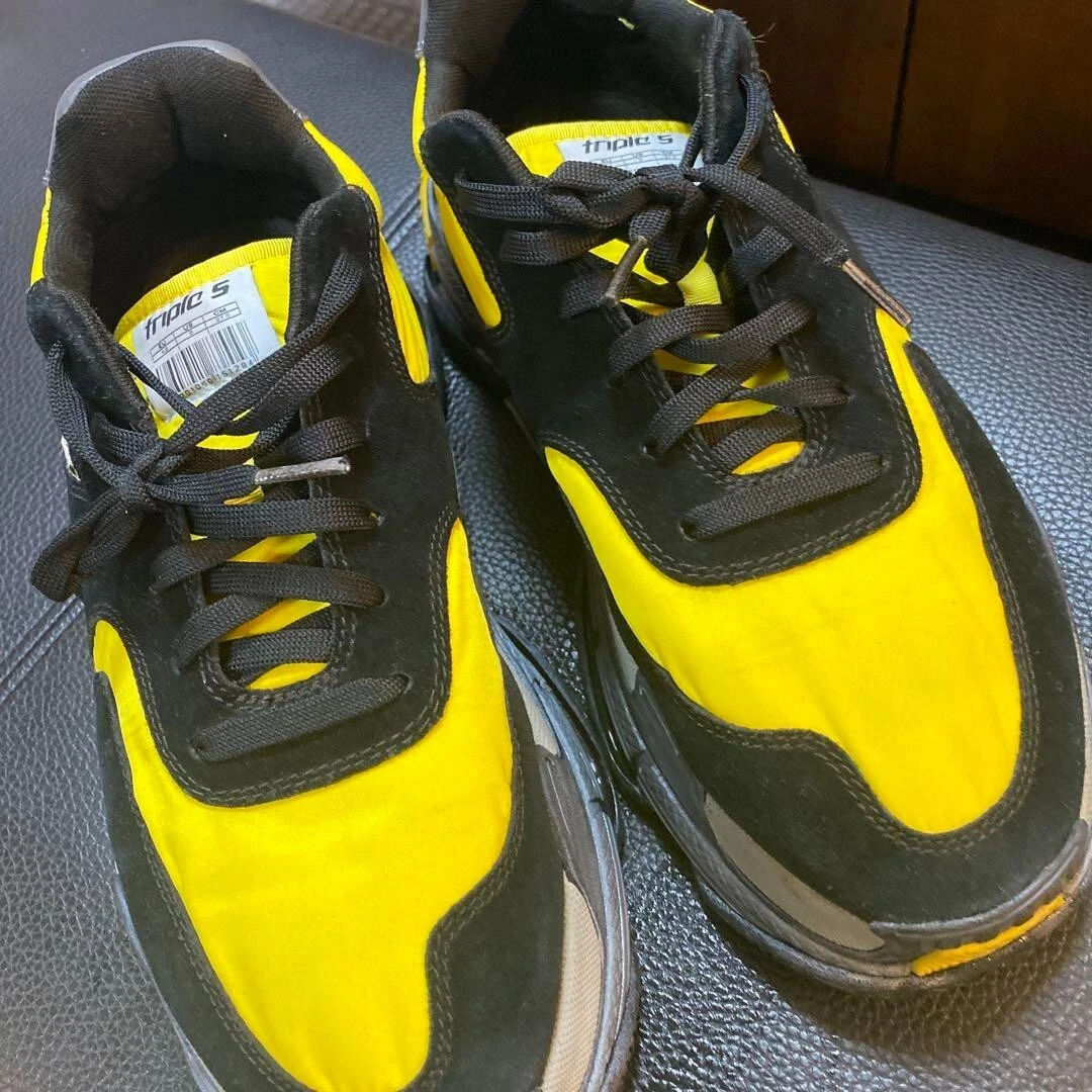 BALENCIAGA TRIPLE S 533886 Black and Yellow Sole Unit US size 9