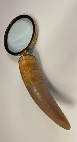 Handcrafted Magnifying Glass Horn Handle 14” • Reading & Decorative Decor Piece - Picture 2 of 12