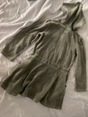 Gymboree Girls Long Sleeve Dress Olive Green Velour Pockets Flowers Size 5 - Picture 2 of 24