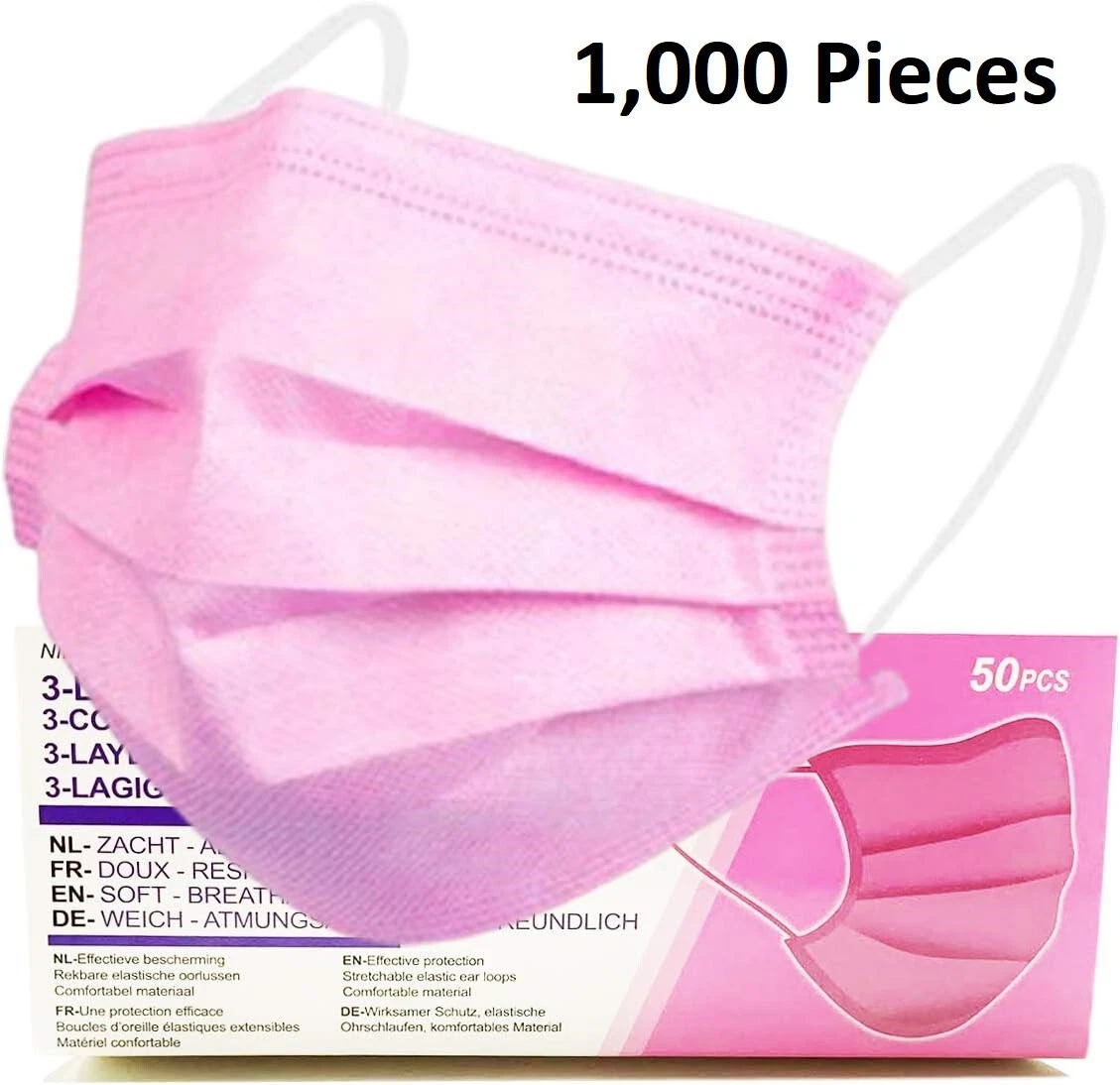 1000x Pink Disposable Face Masks 3 Ply Breathable Non Medical Mouth Cover Bulk
Opens in a new window