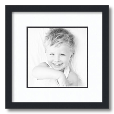 ArtToFrames Matted 13x13 Black Picture Frame with 2'' Double Mat, 9x9 Opening