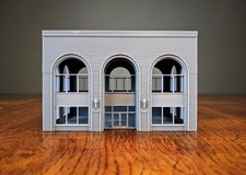 HO Scale - Large Arched Office Building Brick Ext. - 1:87 Scale Building