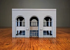 HO Scale - Large Arched Office Building Brick Ext. - 1:87 Scale Building