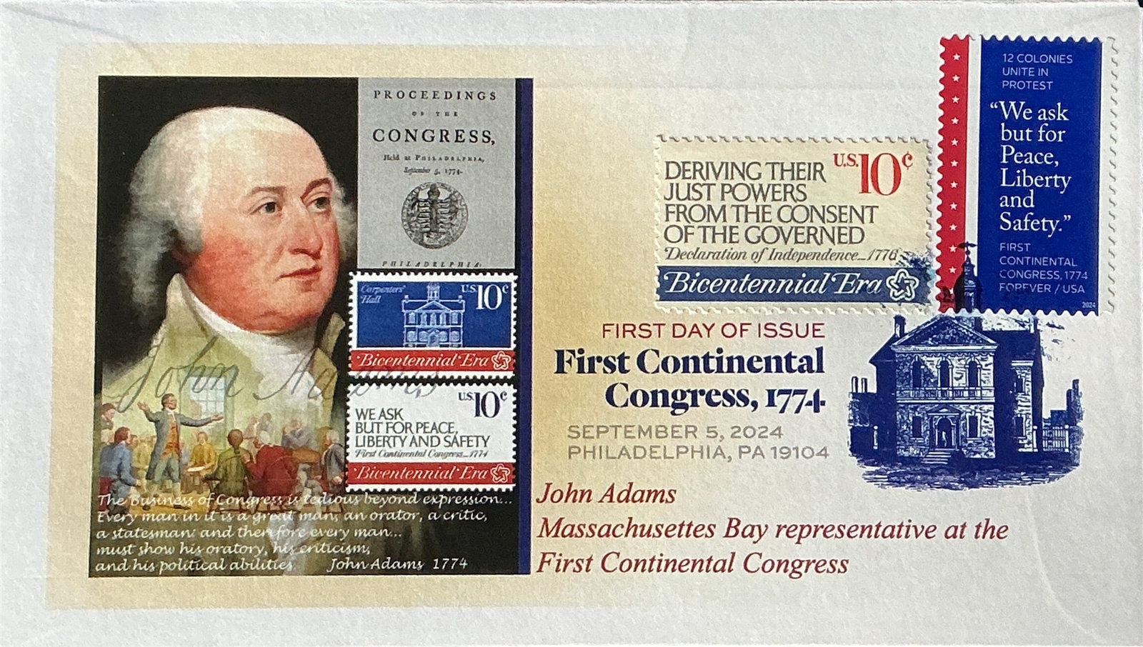 AMERICOVER 2024 5939 First Continental Congress John Adams Massachusetts Bay 
