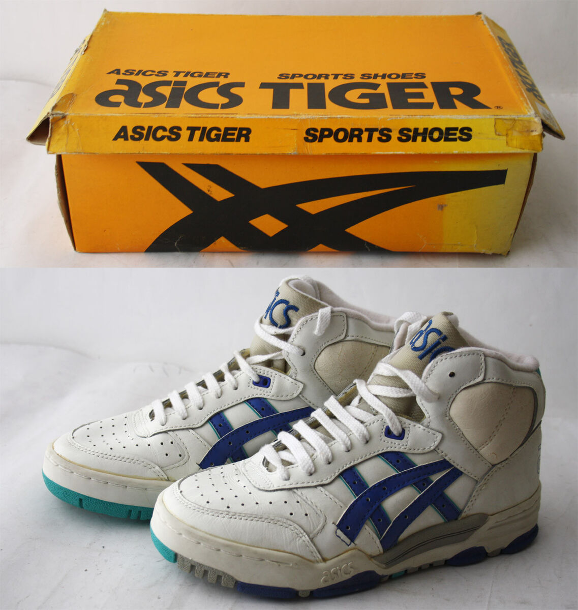 RARE VINTAGE 80'S ASICS TIGER SPORTS SHOES HIGH TOP EUR 38-39 US 5.5 NEW NOS ! RARE VINTAGE 80'S ASICS TIGER SPORTS SHOES HIGH TOP EUR 38-39 US 5.5 NEW NOS !