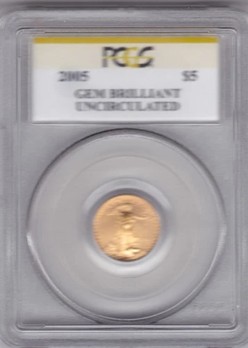 2005 Gem Brilliant Uncirculated PCGS $5 American Eagle Gold Coin 1/10oz