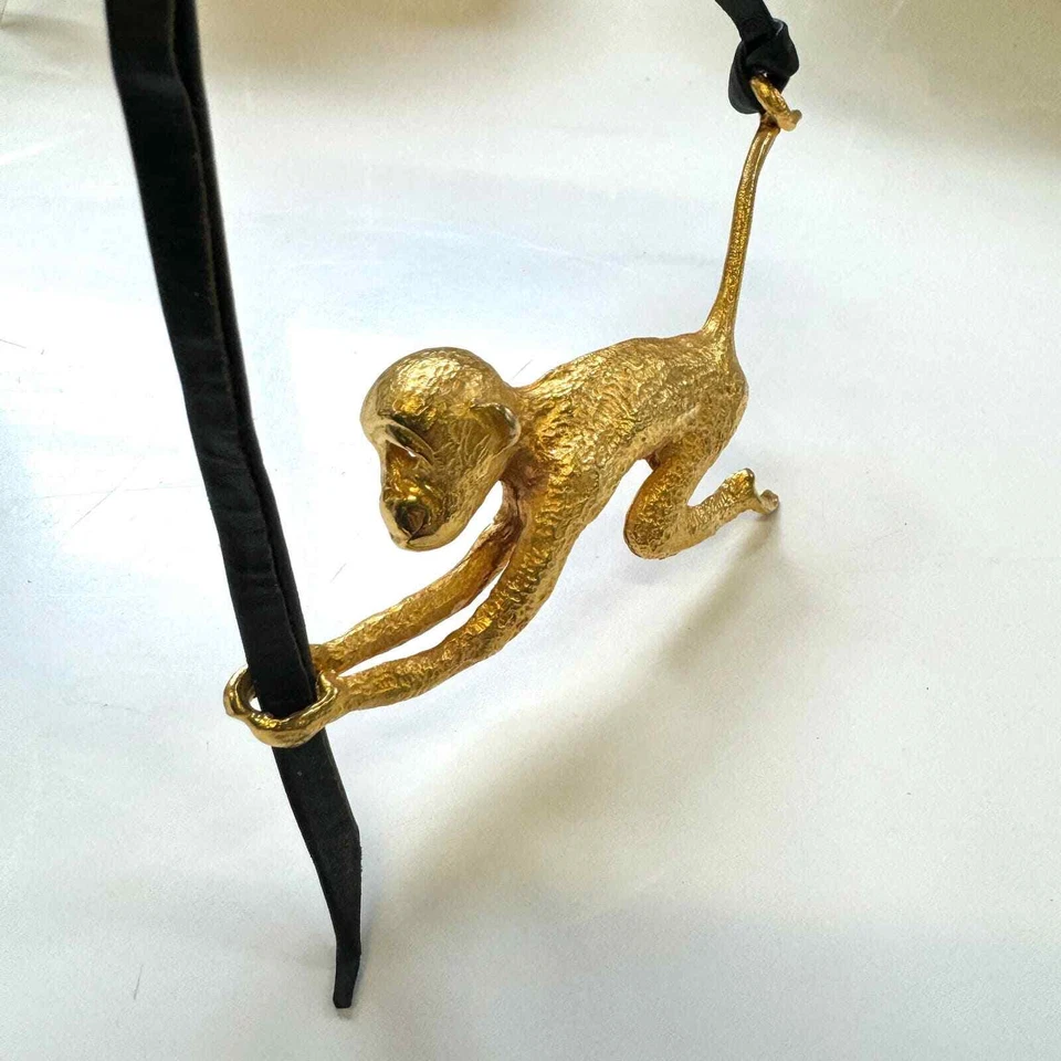 Vtg 70s Christopher C Ross Gold Brass Monkey Buckle Belt c. '78 - Image 4 of 4