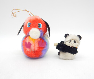 Regenbogen Plüschtier & Panda Klemmfigur - Vintage