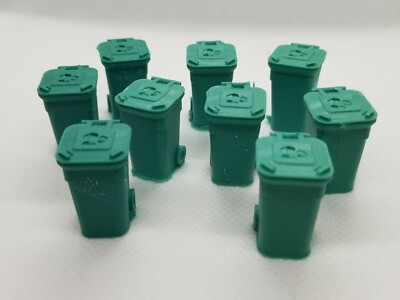 O/O27 Scale Green Wheeled Trash Cans  - Scenery Accessories 