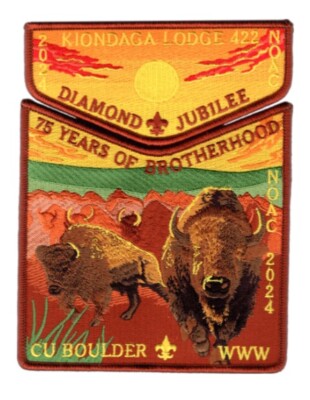 OA KIONDAGA 422 BSA BUFFALO TRACE 2024 NOAC FLAP 2-PATCH SUNSET BUFFALO 200 MADE