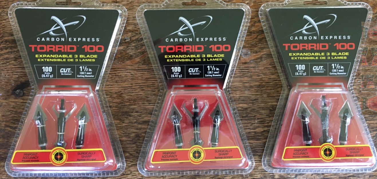 Carbon Express Torrid 100 Grain Broadheads New In Packaging (3 PACKS