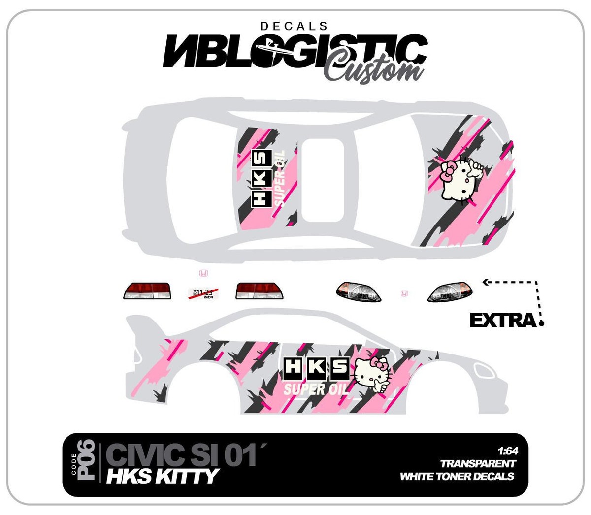 HONDA CIVIC SI Custom Universal WaterSlide Decal for hot wheels 1