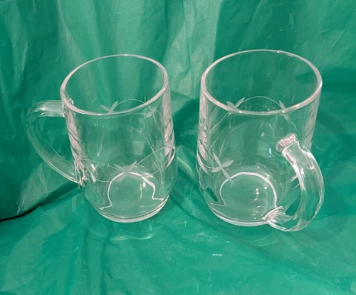 Vintage Princess House Crystal Coffee Mugs 4" Tall - Set of 2