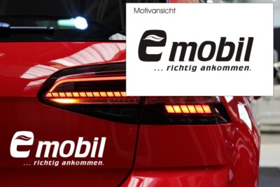 KFZ Aufkleber - emobil, E-Mobil, E-Mobilität, elektro - Autoaufkleber