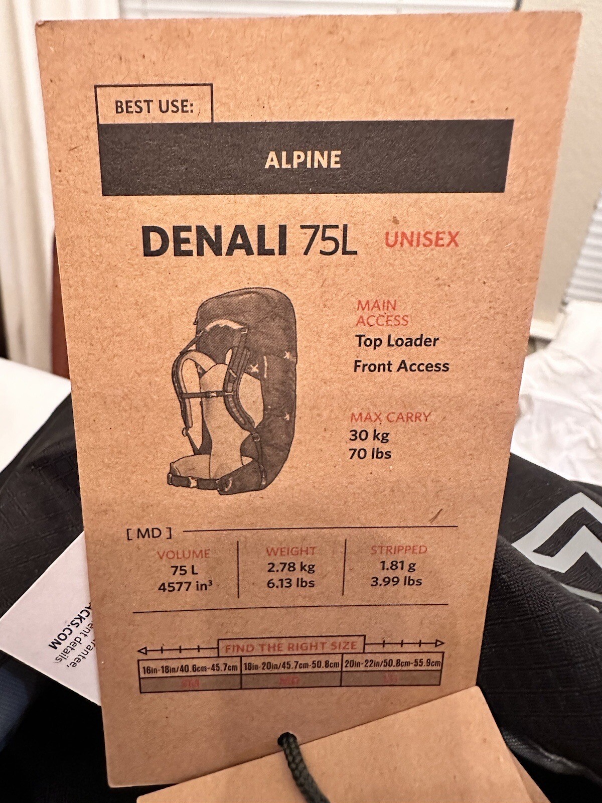 NEW Gregory Denali 75L Alpine Mountaineering Backpack - Medium  ($399) Black