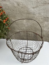 "Cesta de alambre redonda vintage de 14""+ con mango huevo de patata"