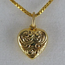 Vintage STERLING SILVER Puffy Heart Charm VICTORIAN Charm for Bracelet VERMEIL