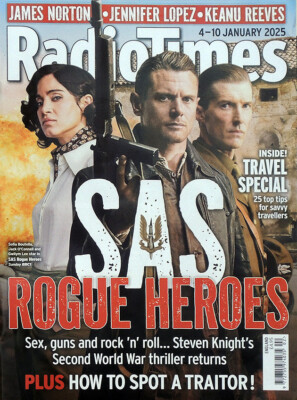 RADIO TIMES 4 JAN 2025 . SAS ROGUE HEROES FRONT COVER.  THE TRAITORS . TOM BAKER