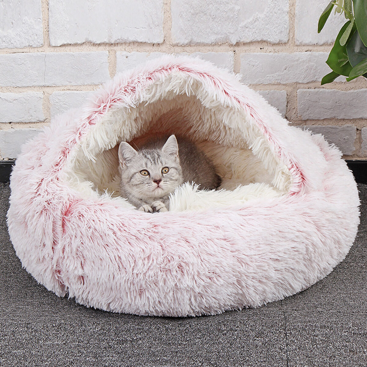 Pet Dog Cat Bed Round Plush Kitten Warm Sleeping Nest Bed Cat Igloo Cave  House