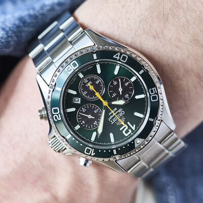 Orient Mako Solar Panda RN-TX0204E Made in Japan Chronograph Men