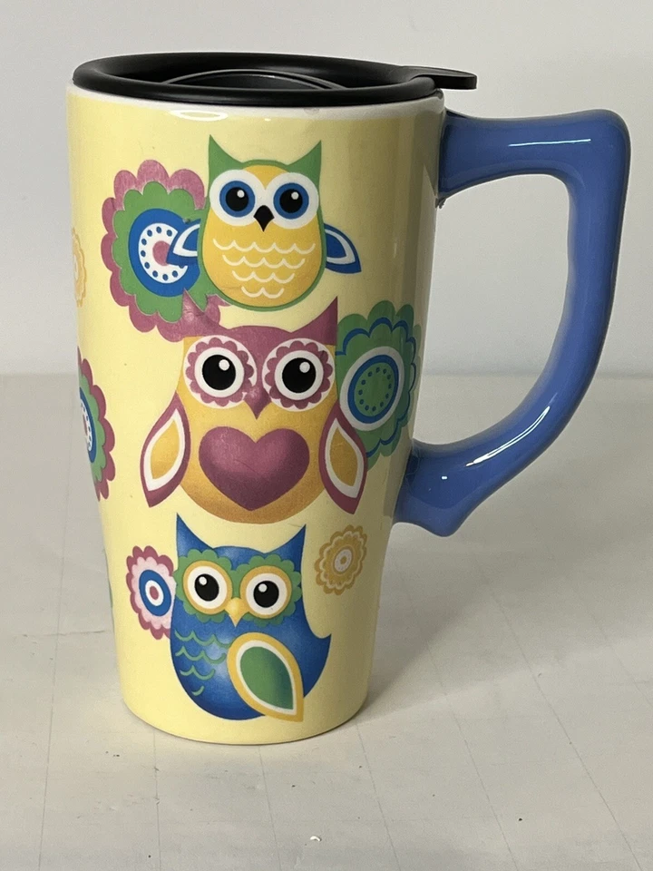 Taza grande Spoontiques Owls Lover con tapa 6 1/4 pulgadas" de alto -18 oz de capacidad Foto 2 de 4