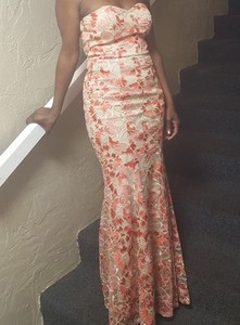 coral backless dress