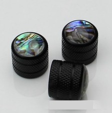 4 Pcs Guitar metal Dome control knob abalone inlay volume tone knobs Black