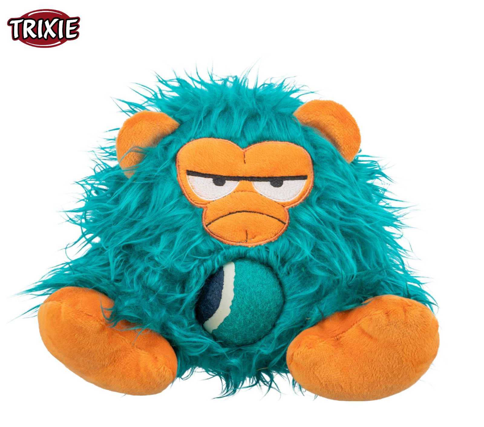 TRIXIE PLUSH SQUEAKY MONSTER DOG PUPPY SOFT PLAY TOY WITH TENNIS BALL 25CM